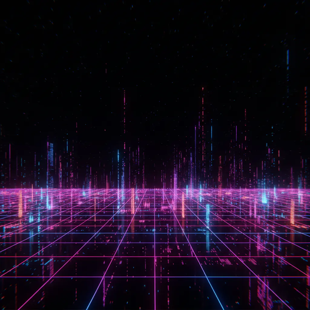 Abstract glowing digital particles