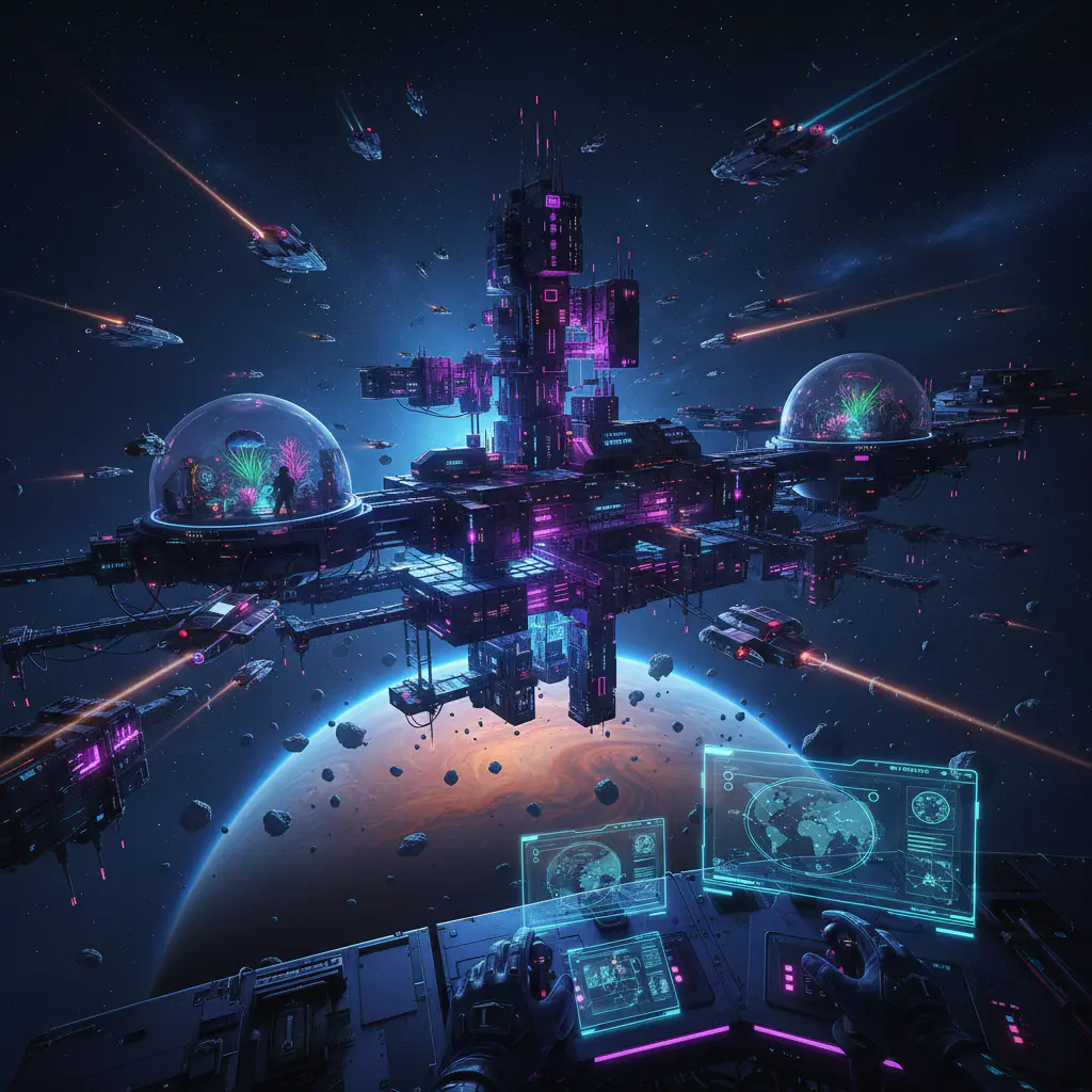 Deep space station game scene